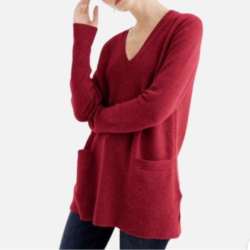 J. Crew V-Neck Alpaca Blend Burgandy Red Sweater